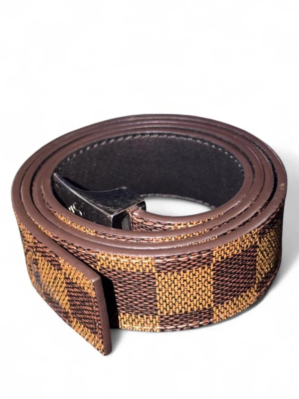 Louis Vuitton — Damier Ebene Women’s Reversible belt Silver HW